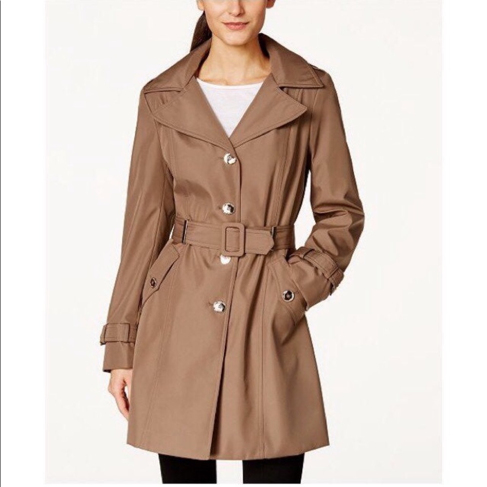 Calvin Klein Water-Resistant Tan Trench Coat